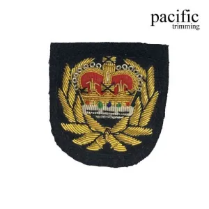 2 1/2" Zari Embroidery Crown Emblem Badge Patch Sew On : PA0BZ606