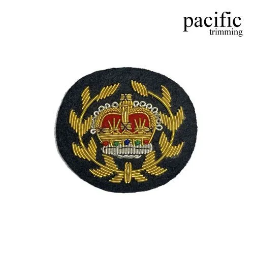 2 1/4" Zari Embroidery Crown Emblem Badge Patch Sew On : PA0BZ603