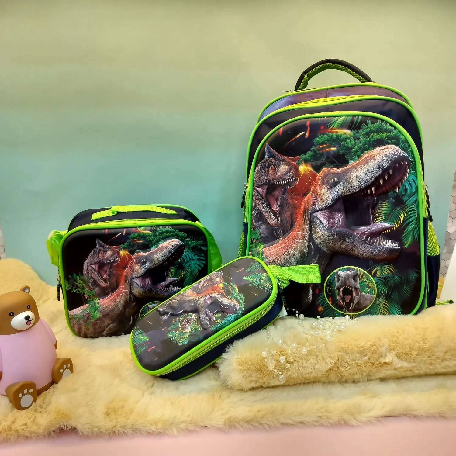 3-in-1 3D Emboss Print Cartoon Design Backpacks.