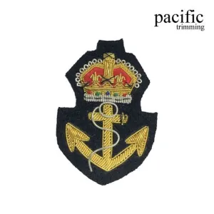 3" Zari Embroidery Royal Anchor Emblem Badge : PA0BZ602