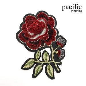 4 1/4" Rose Patch With Fur Iron On : PA190213