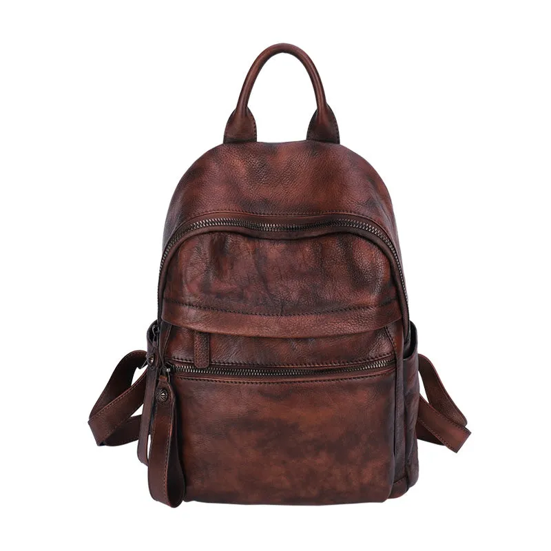 Best Vintage Green Leather Rucksack Womens Vintage School Backpacks Leather Backpack Purse