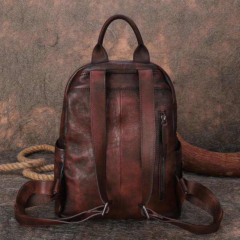 Best Vintage Green Leather Rucksack Womens Vintage School Backpacks Leather Backpack Purse