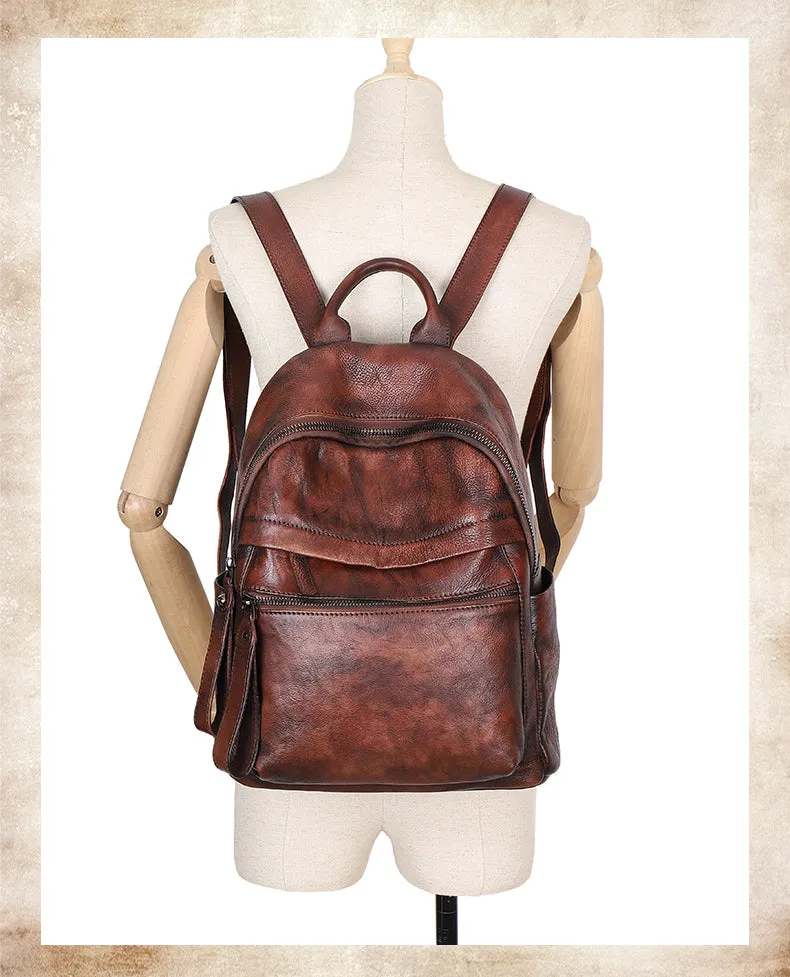 Best Vintage Green Leather Rucksack Womens Vintage School Backpacks Leather Backpack Purse