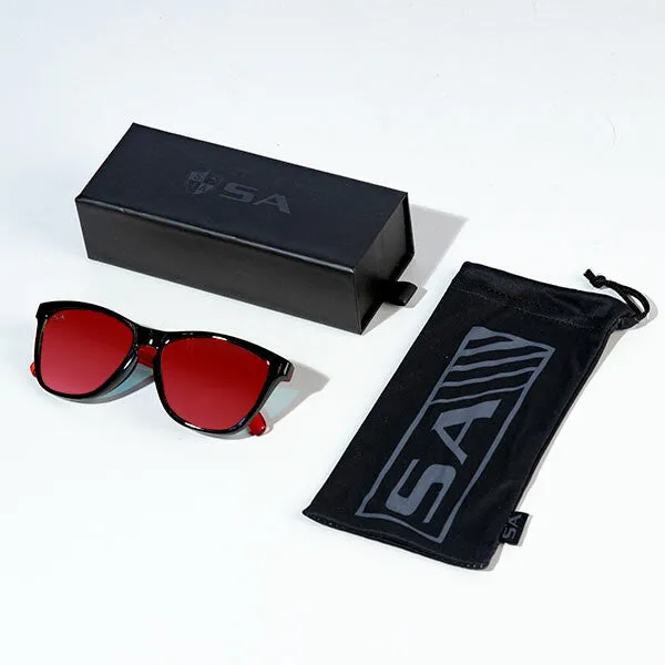 Boca Game Day Sunglasses | Black and Clear Red