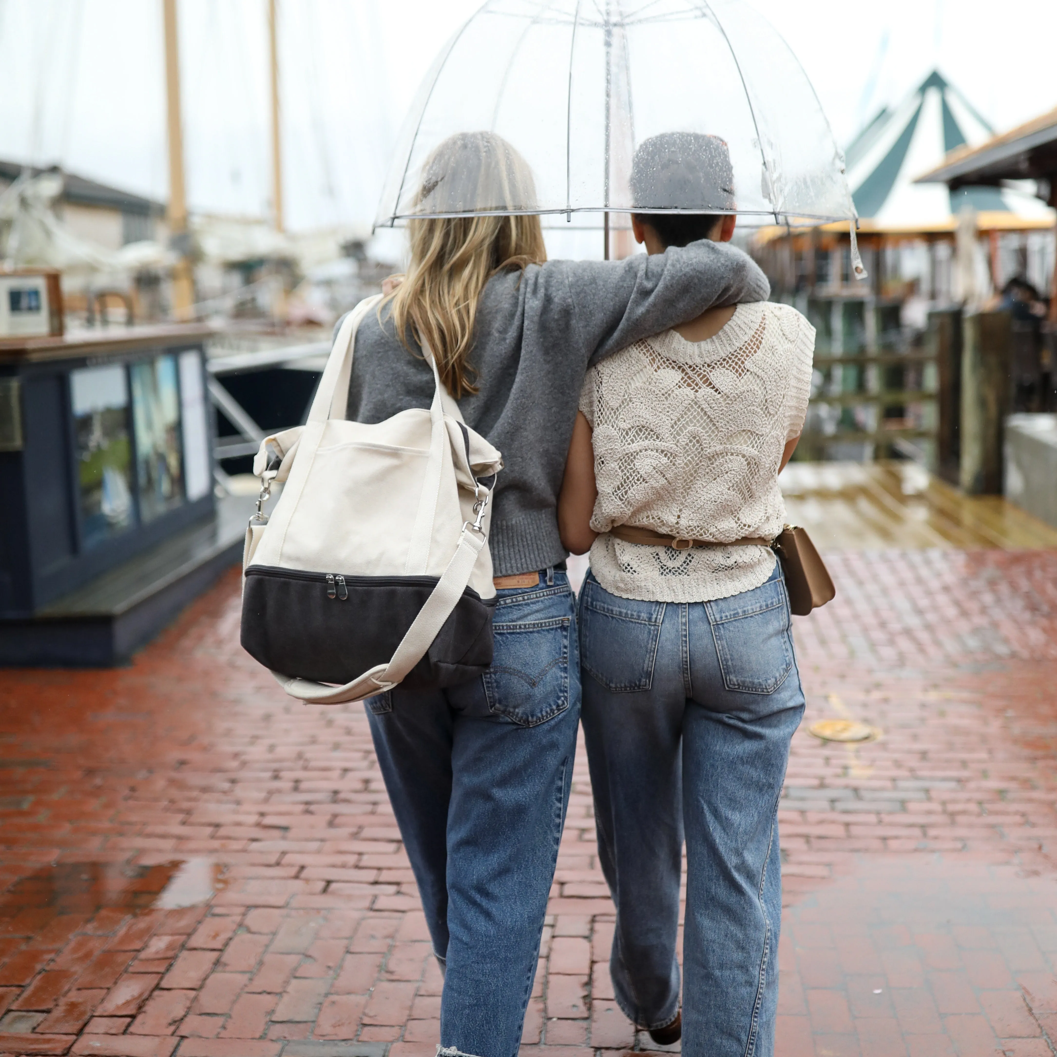 Catalina Deluxe Tote - Eco Friendly Canvas - Deep Navy Colorblock