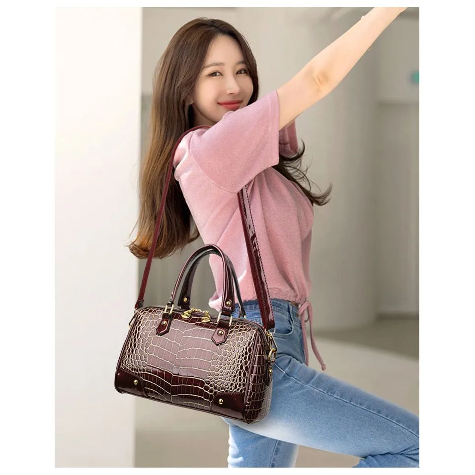 CrocLuxe Exotic PU Boston Shoulderbag