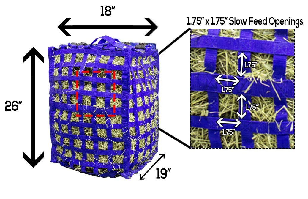 Derby Originals Natural Grazer Slow Feeder Horse Hay Bag with Super Tough Bottom with 1.75” Square Openings  and 1 Year Warranty