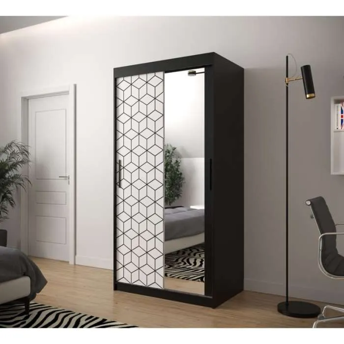 Farah 100cm Sliding Door Wardrobe Black