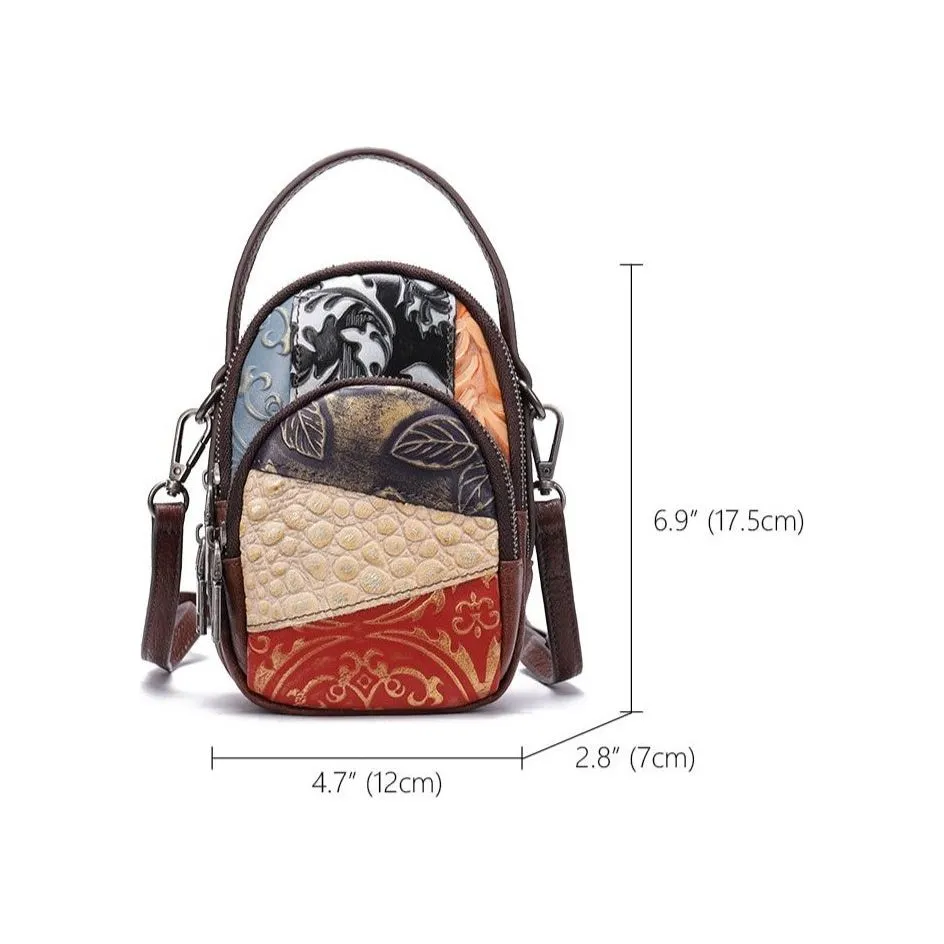 FloraLux Mini Leather Crossbody Tote