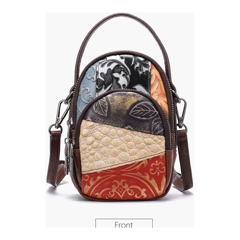 FloraLux Mini Leather Crossbody Tote