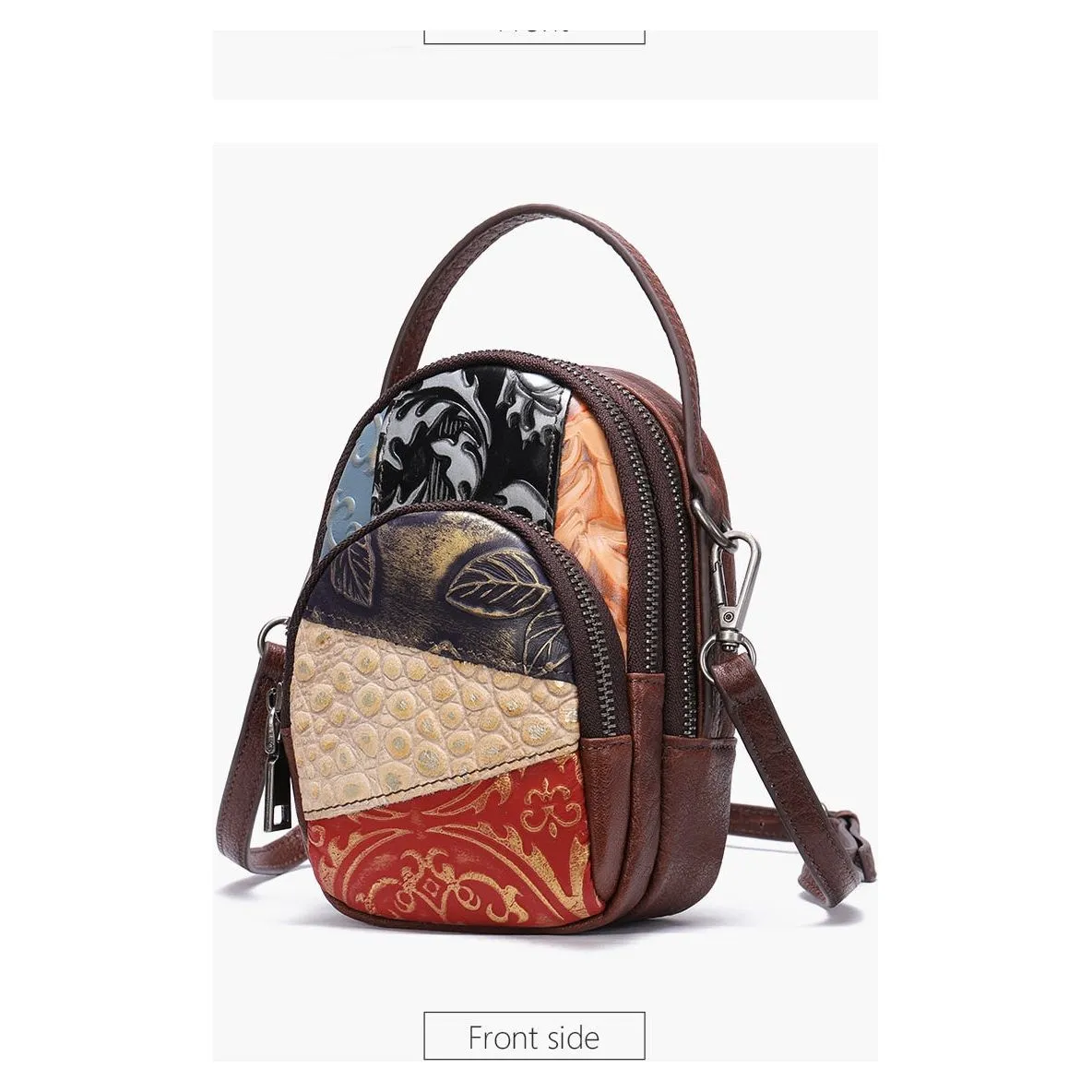 FloraLux Mini Leather Crossbody Tote