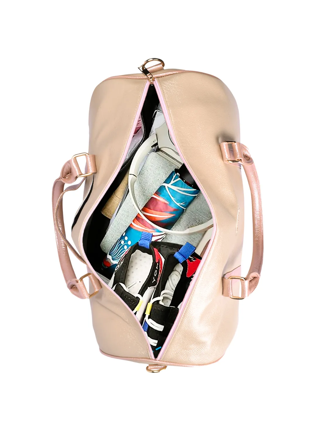 Gold & Pink Cabin Bag with Toiletry Kit - Carry on Luggage