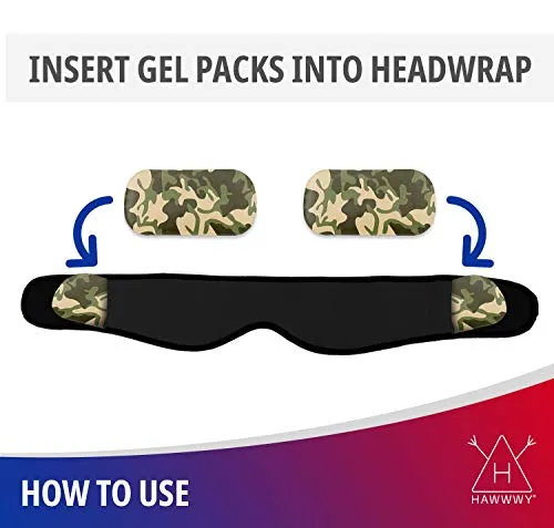 Hawwwy Head Wrap Pain Reliever (1 Wrap, 4 Reusable Hot Cold Gel Packs) Perfect for Wisdom