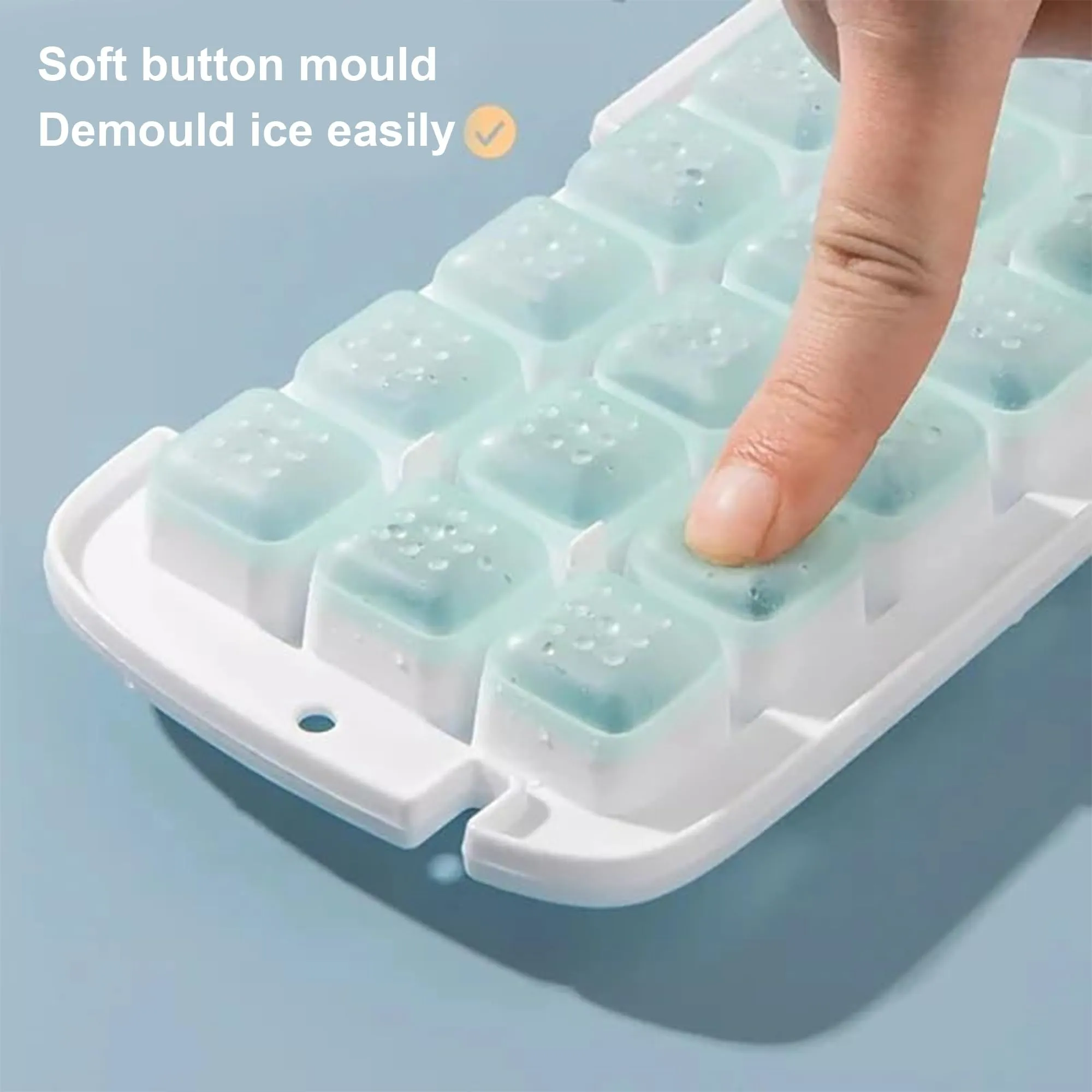 Homestic Ice Cube Tray with Lid | Ice Cube Storage Box with Ice Scoop | 24 Ice Cube Molds for Freezing | One-Press Demolding | BPA Free | Yellow