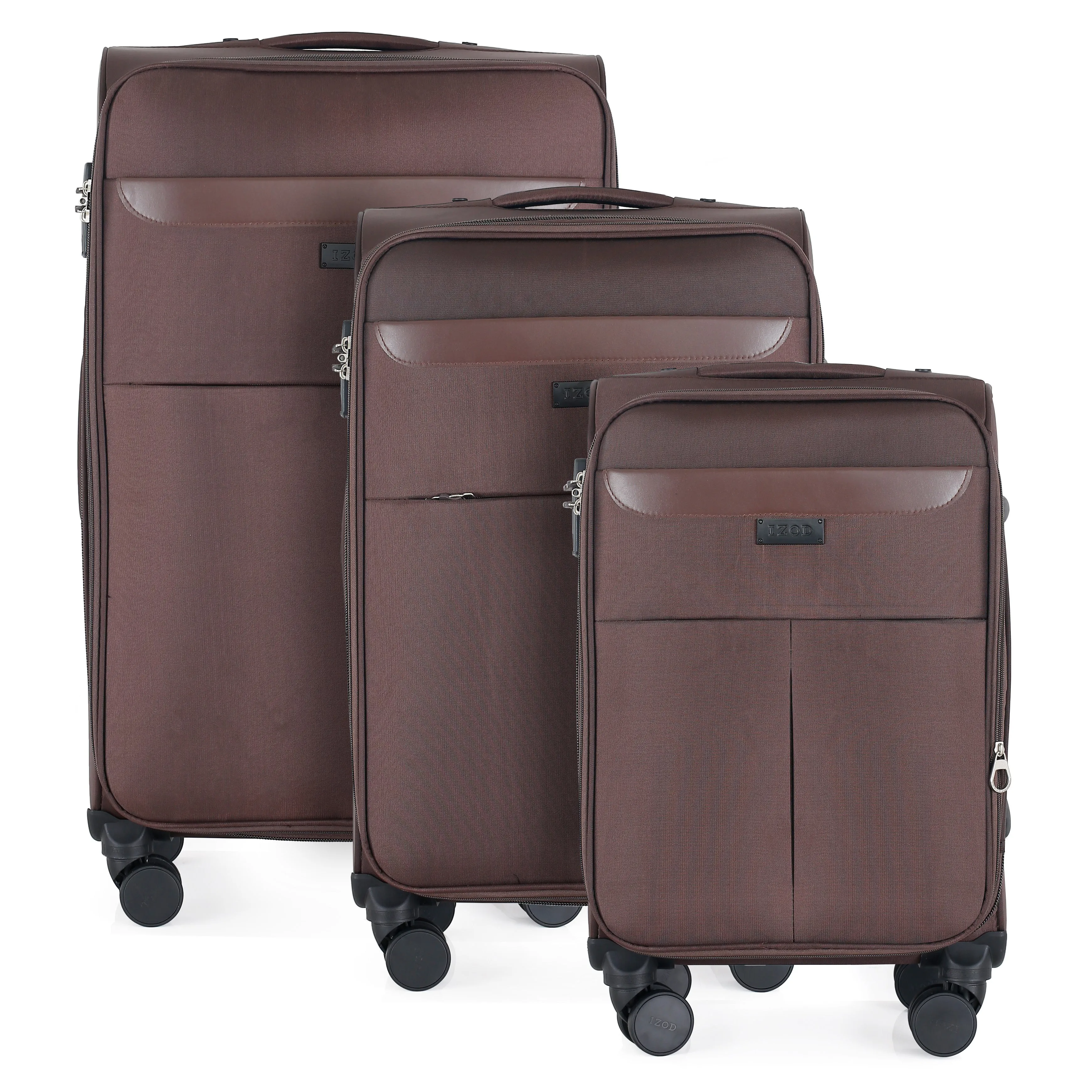 IZOD Noah Soft Shell Lightweight Expandable 360 Dual Spinning Wheels Combo Lock 28", 24", 20" 3 Piece Luggage Set