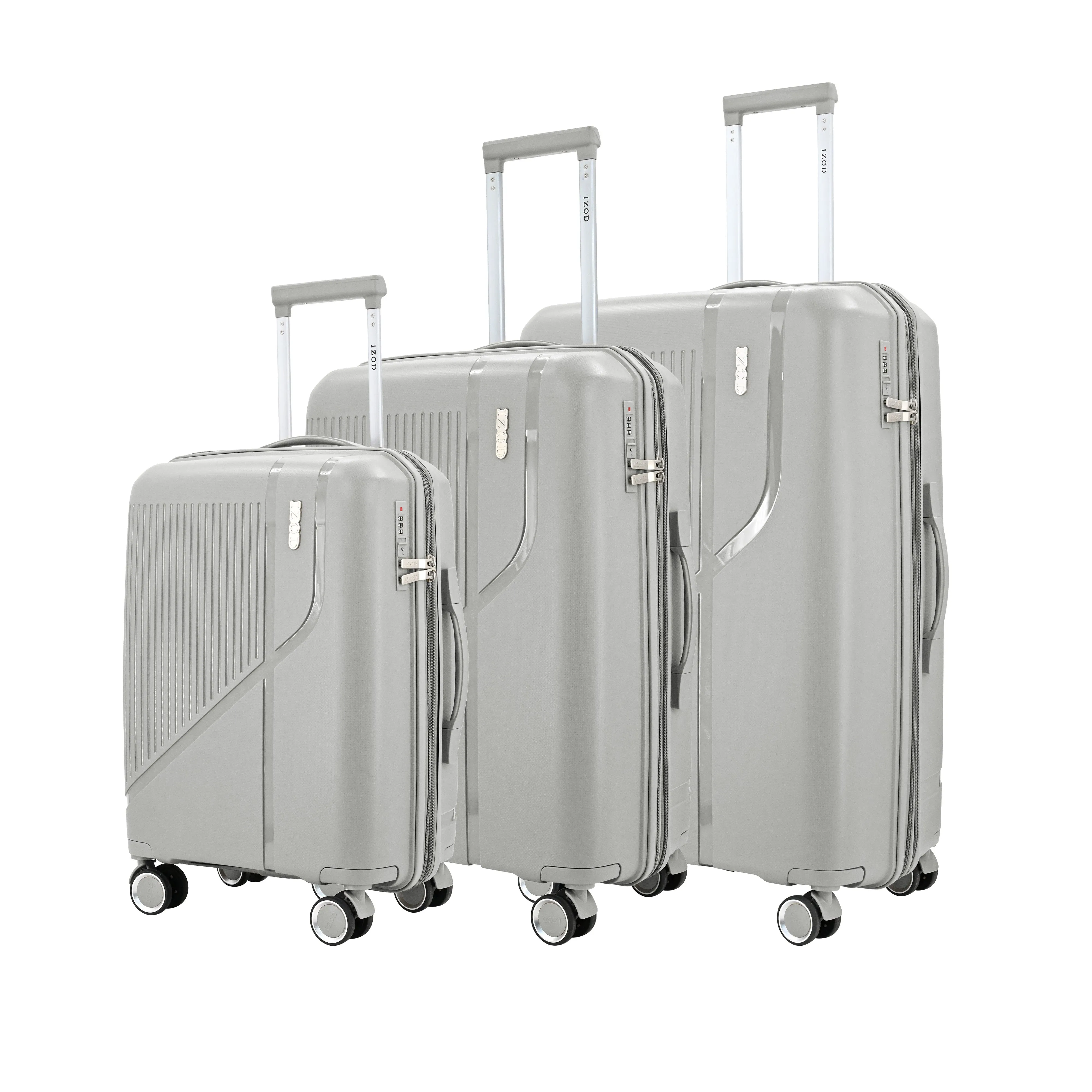 IZOD Zora Lightweight Polycarbonate Hard Shell 3 Piece Luggage Set - (20", 24", 28") with 360° Dual Spinning Wheels and Combo Lock