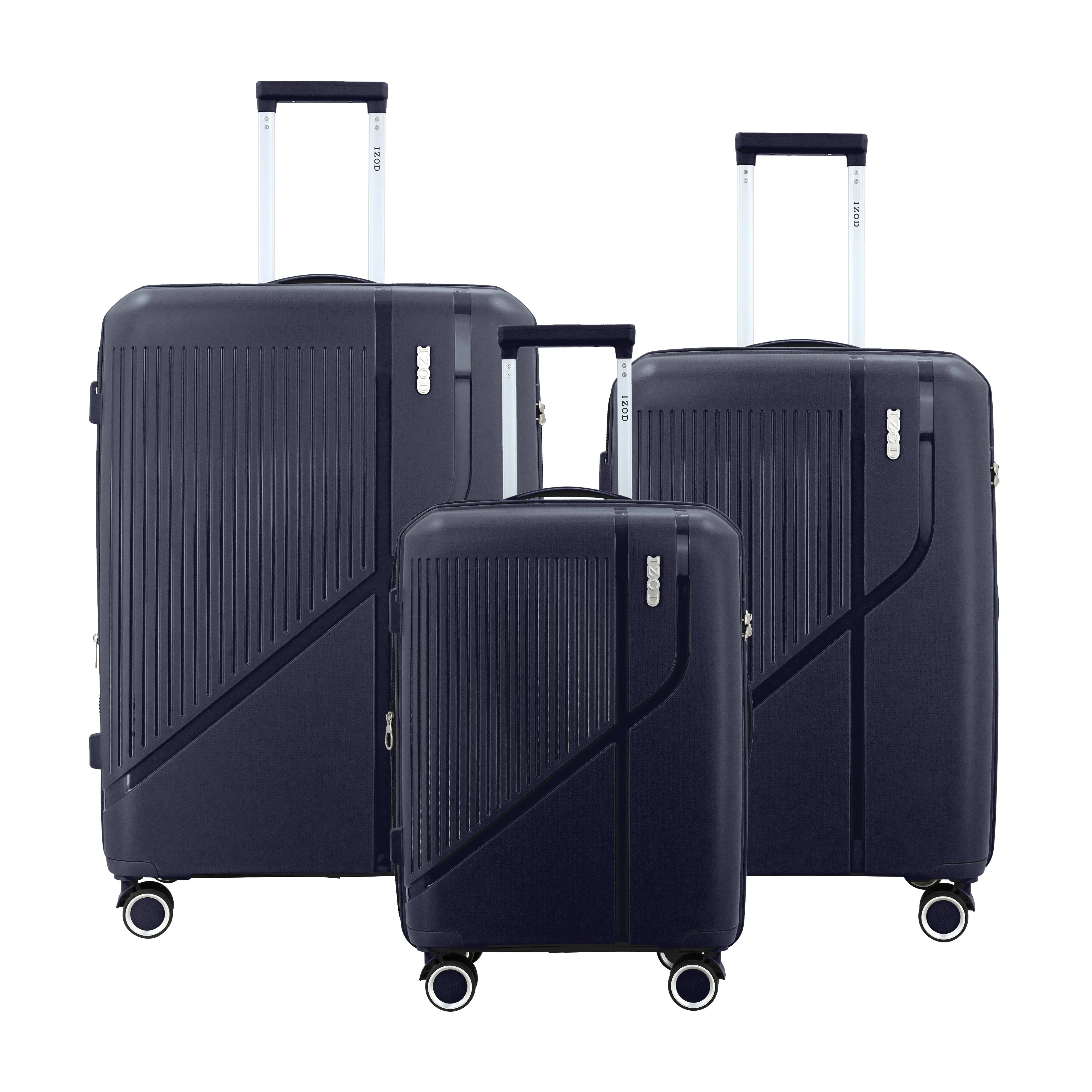 IZOD Zora Lightweight Polycarbonate Hard Shell 3 Piece Luggage Set - (20", 24", 28") with 360° Dual Spinning Wheels and Combo Lock