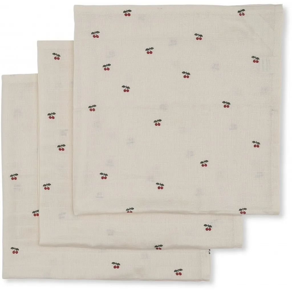 KONGES SLØJD - Muslin Cloths (pack of three) - Cherry