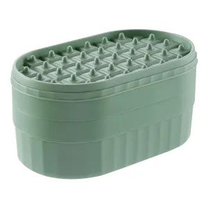 Kuber Industries Pack of 2| 2 Layer Ice Cube Tray with Lid | Ice Cube Storage Box with Ice Scoop | 72 Ice Cube Molds for Freezing | One-Press Demolding | BPA Free | Green