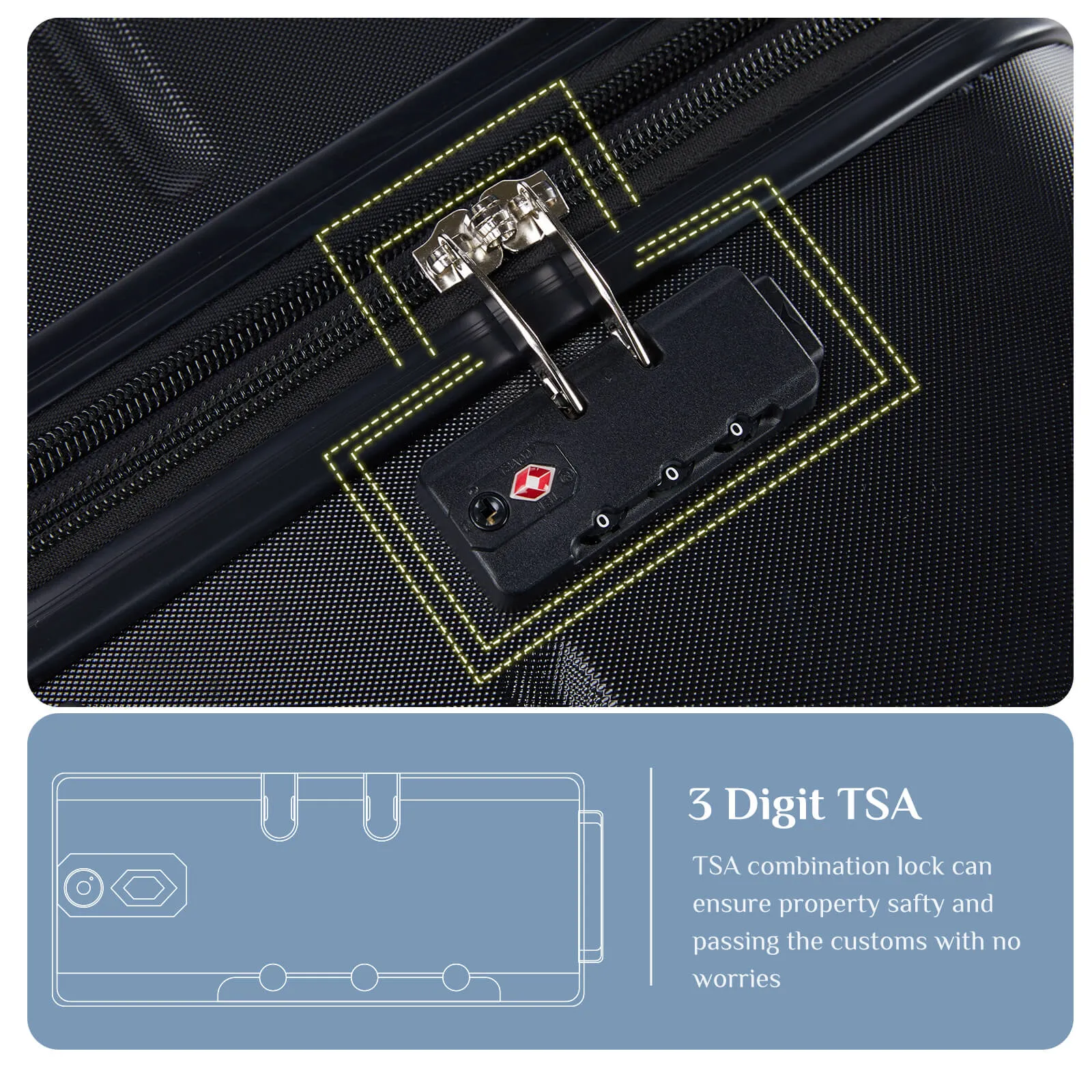 Lightweight Trolley Case - 20/24/28 inches, with TSA lock, portable, for travelling, business trips