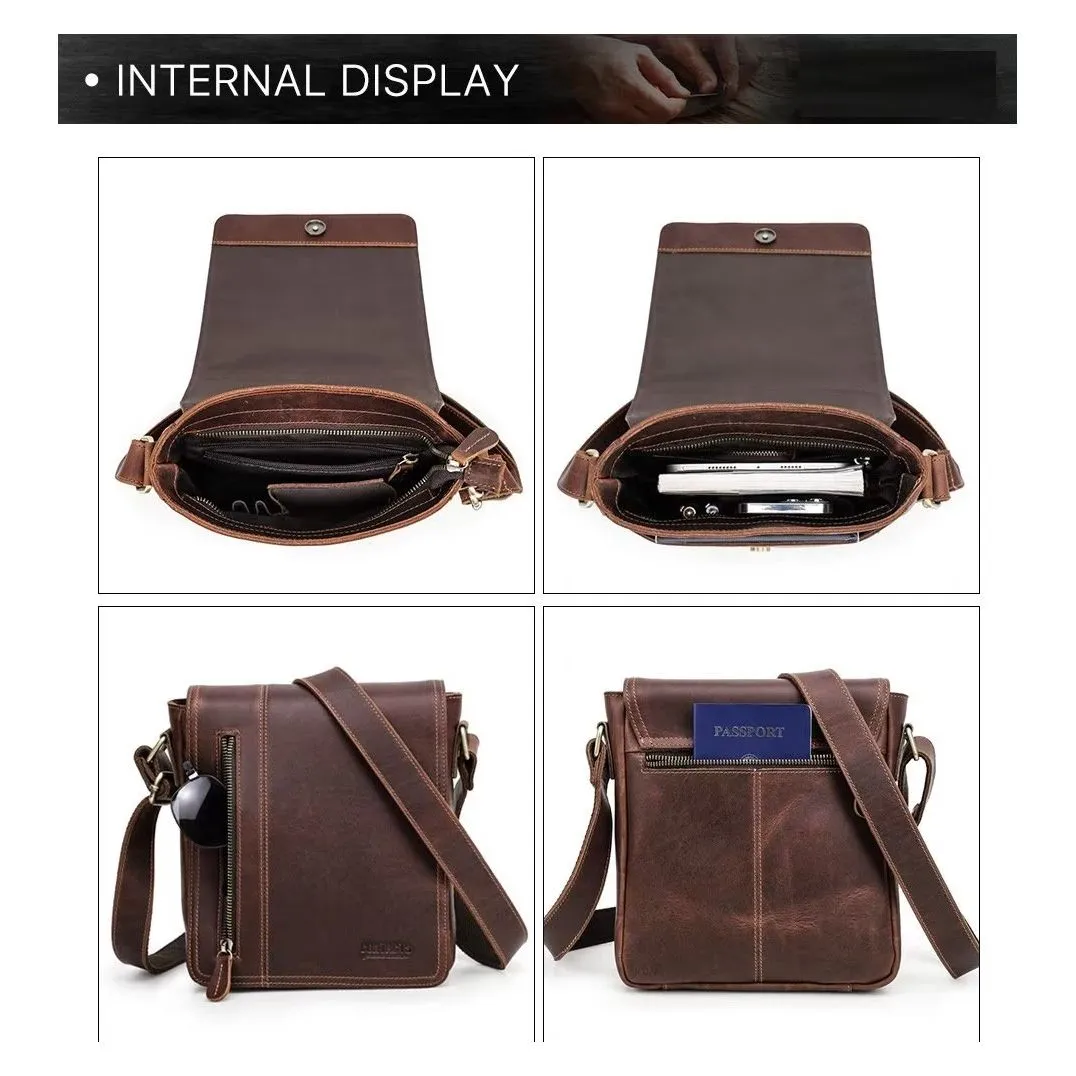 Luxury Leather Flap Compact Crossbody Bag