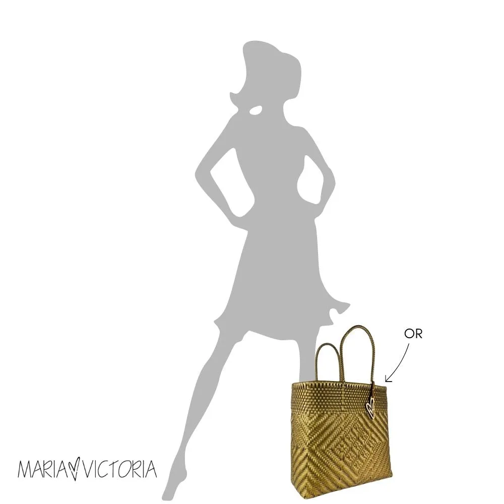 Maria Victoria | Duo Tote | Upcycled, Handwoven, White/Gold Tote