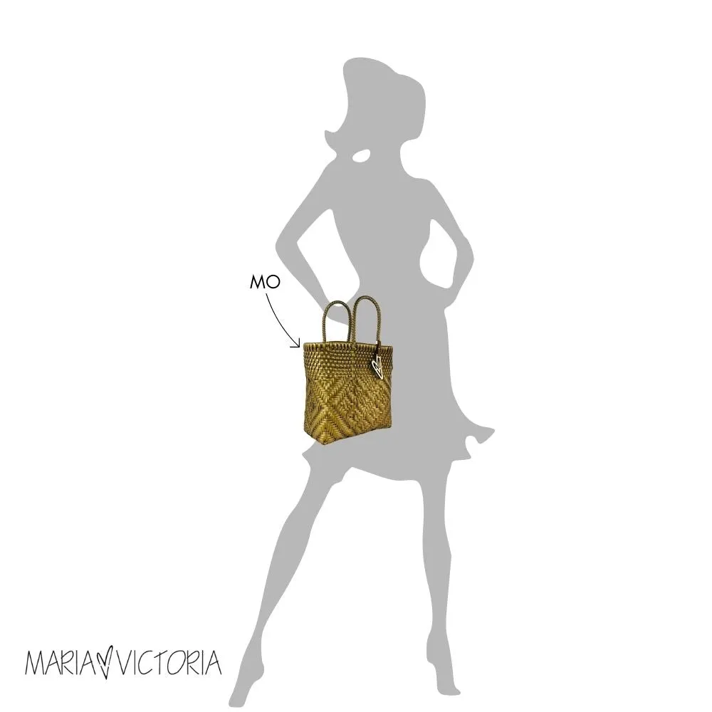 Maria Victoria | Duo Tote | Upcycled, Handwoven, White/Gold Tote