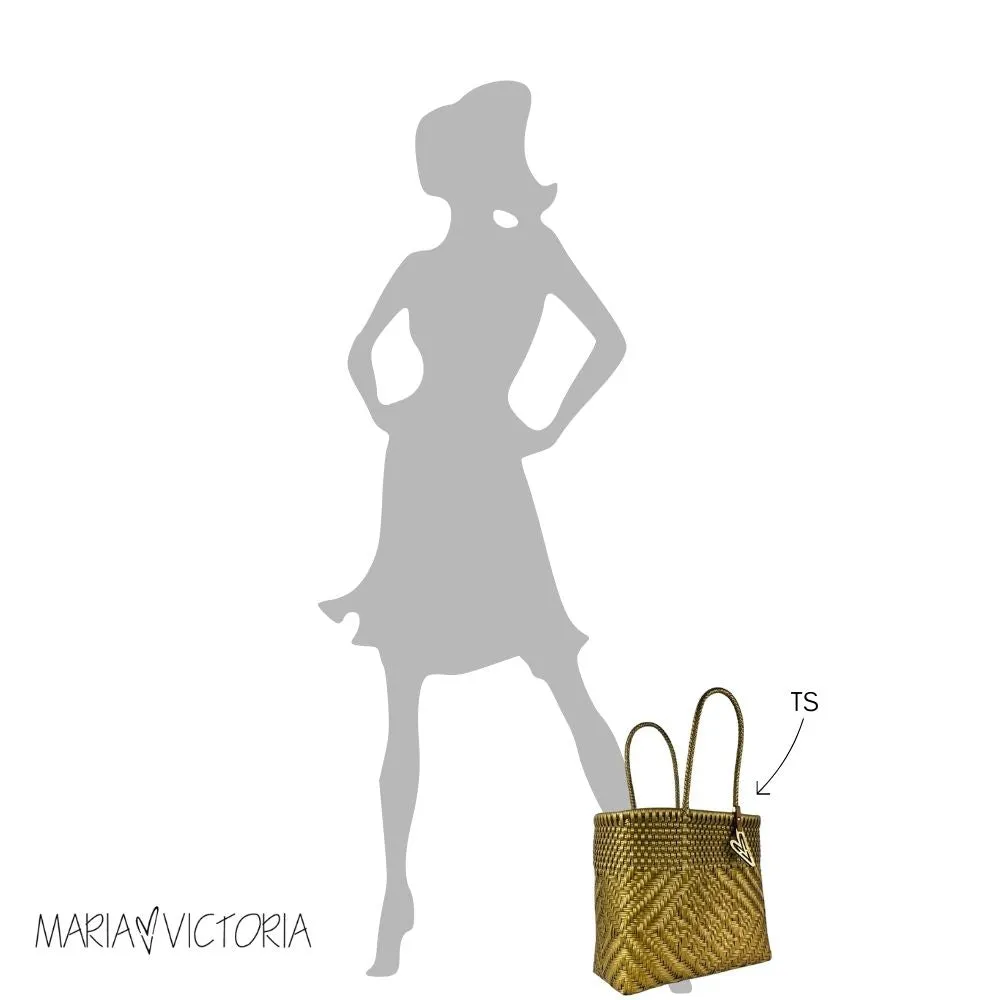 Maria Victoria | Duo Tote | Upcycled, Handwoven, White/Gold Tote