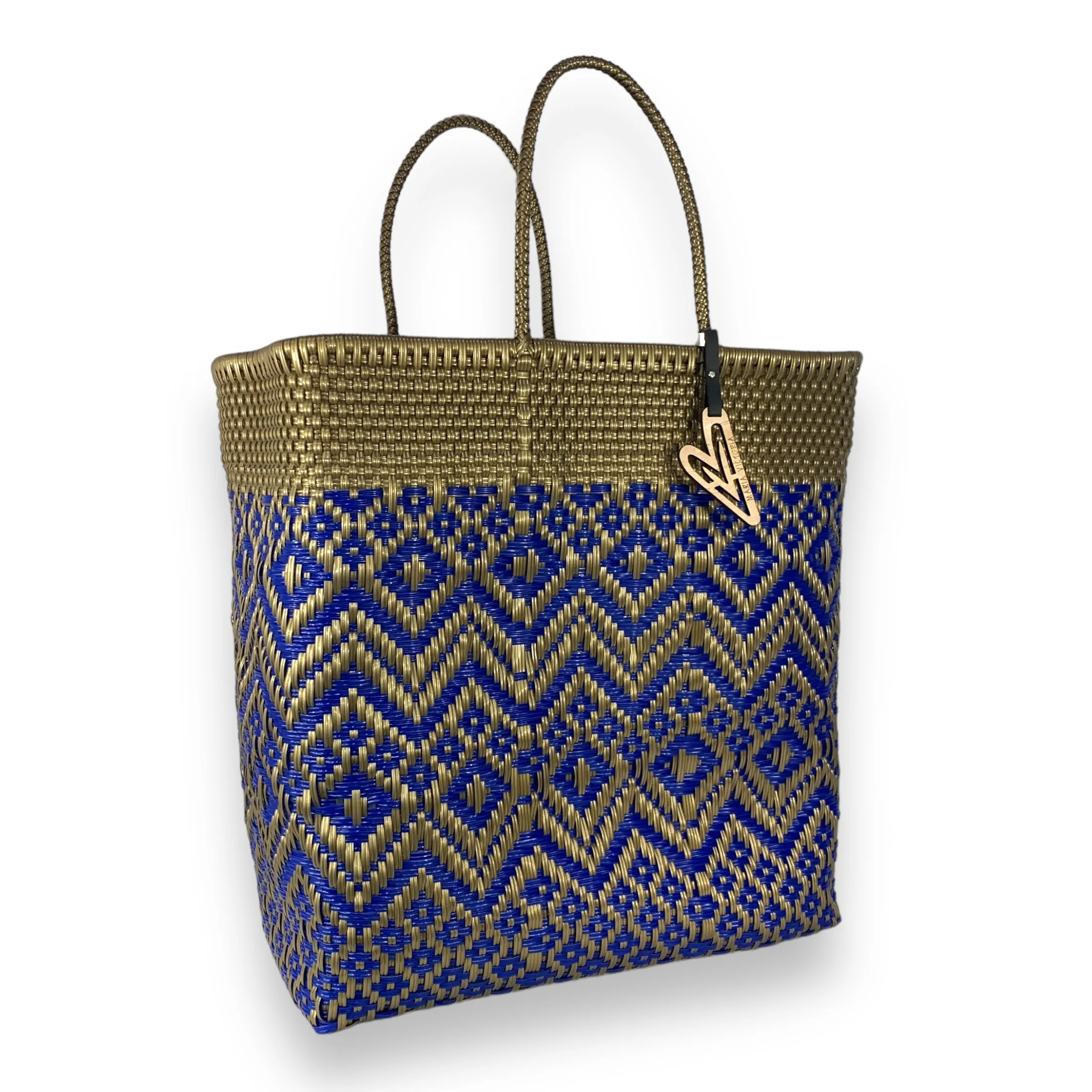 Maria Victoria | Rome Tote | Upcycled, Handwoven, Gold&Blue Tote