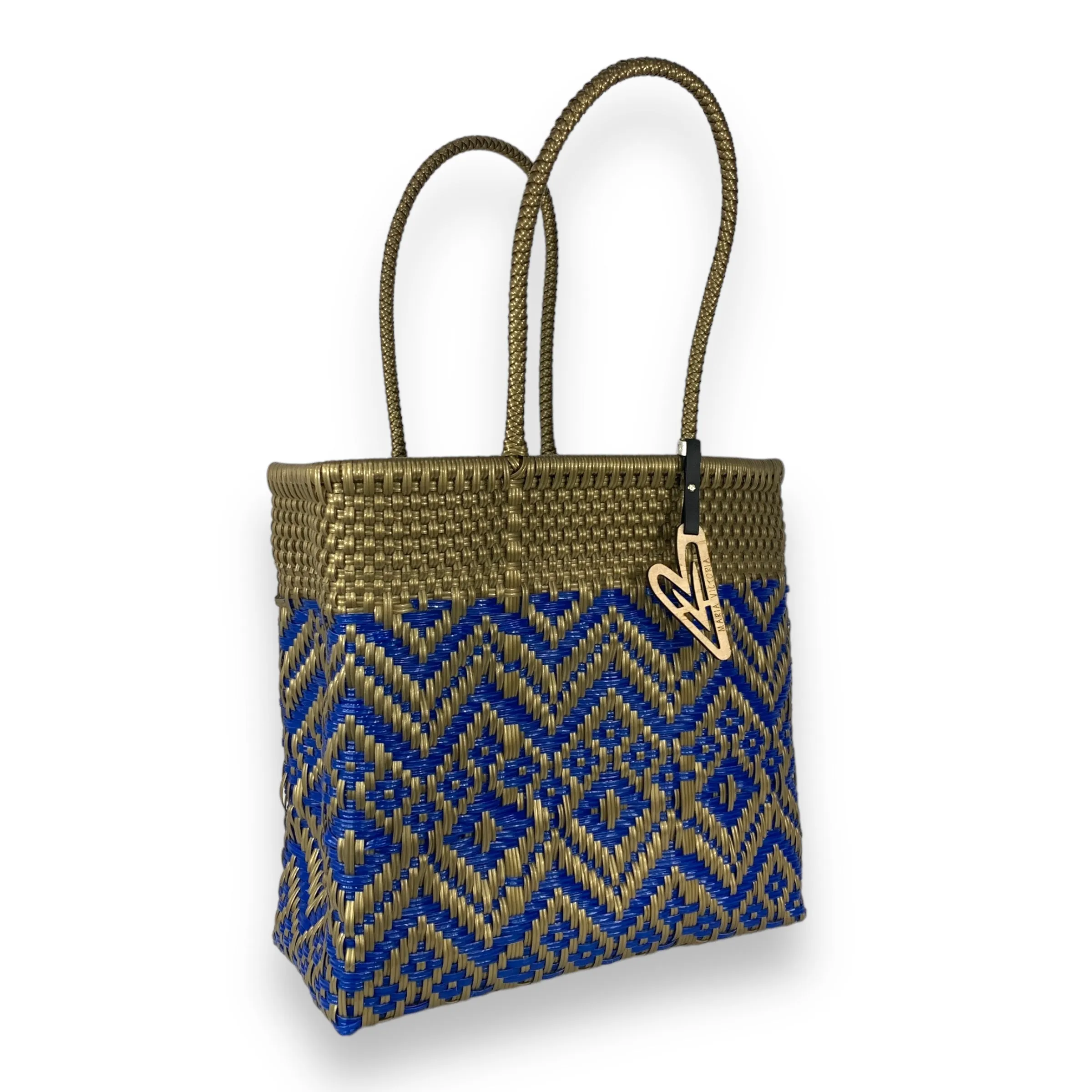 Maria Victoria | Rome Tote | Upcycled, Handwoven, Gold&Blue Tote