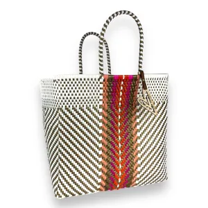 Maria Victoria | Warm Tote | Upcycled, Handwoven, White&Multicolor Tote