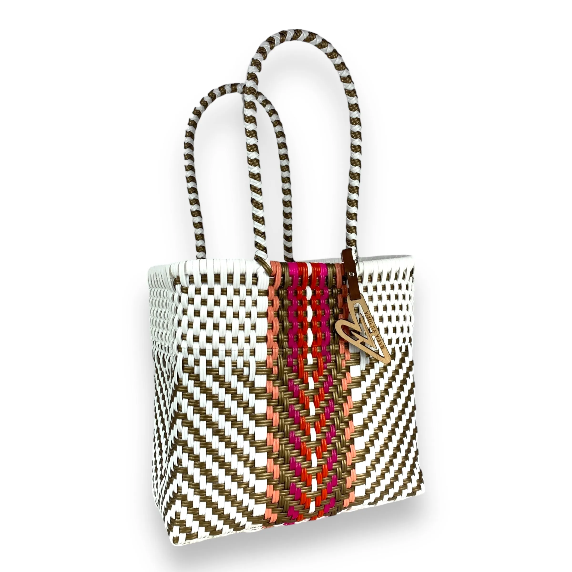 Maria Victoria | Warm Tote | Upcycled, Handwoven, White&Multicolor Tote