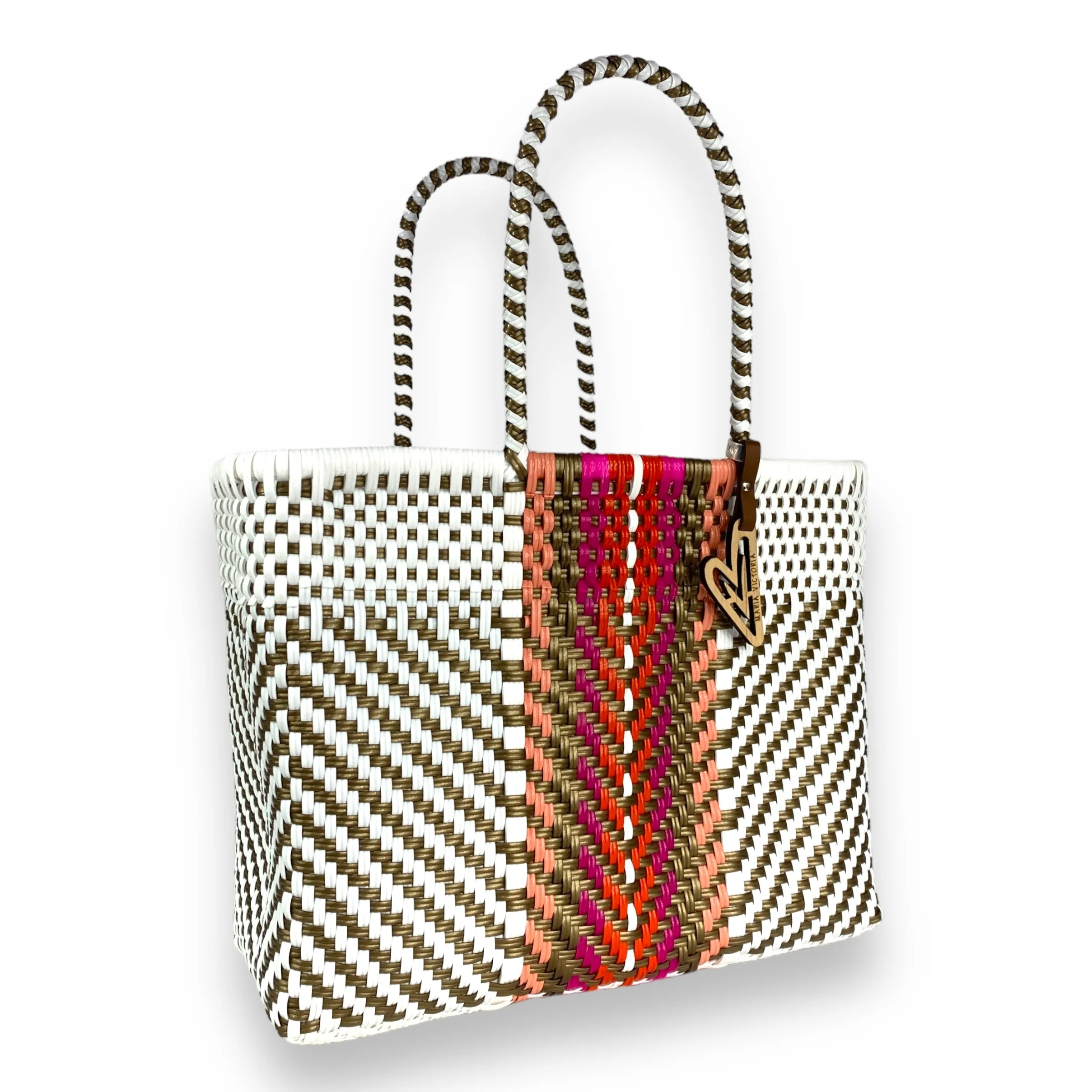 Maria Victoria | Warm Tote | Upcycled, Handwoven, White&Multicolor Tote