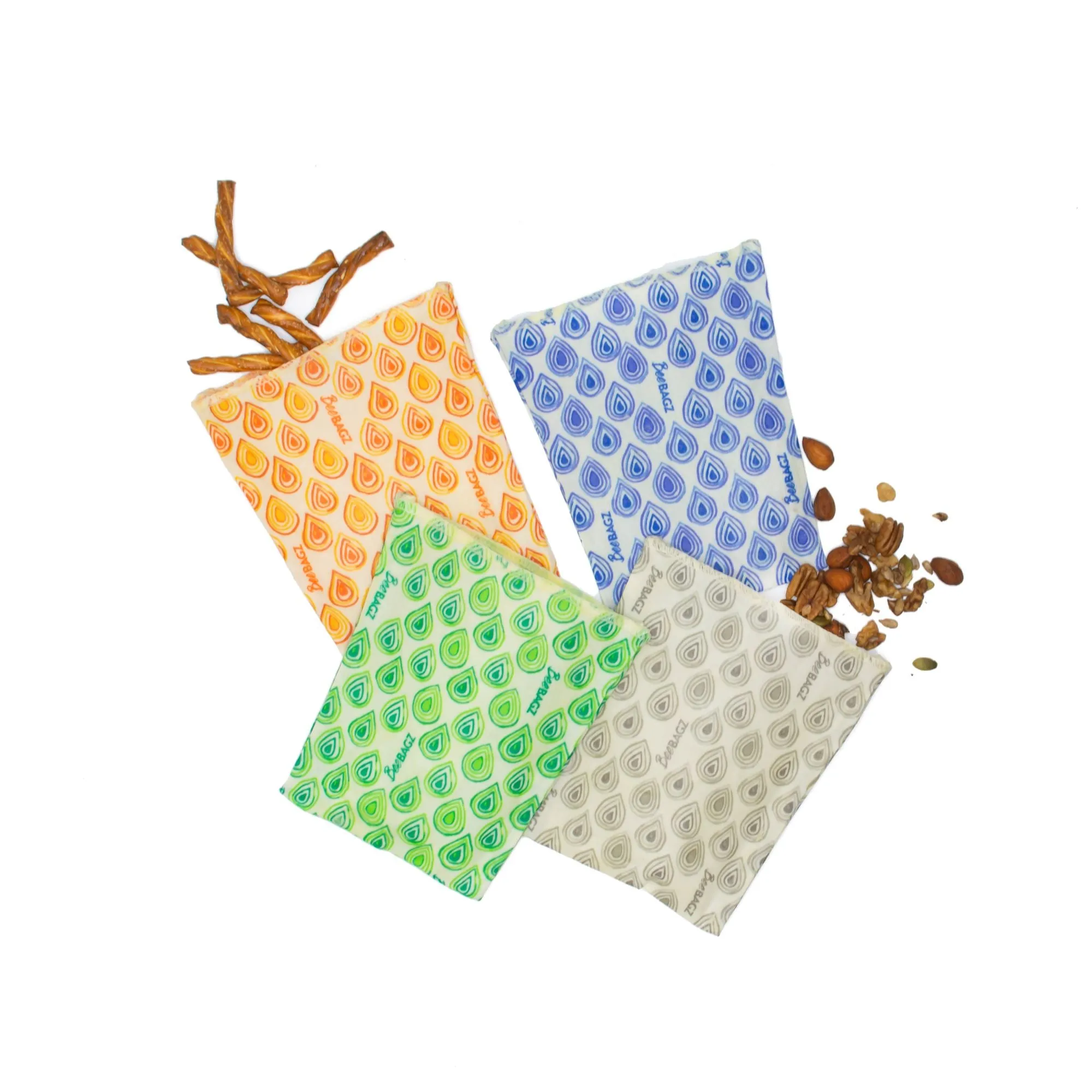 Medium Pack of 4 - Reusable Beeswax Wrap Food Storage Bags