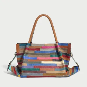 Multicolor Brick Large Leather Tote Bag