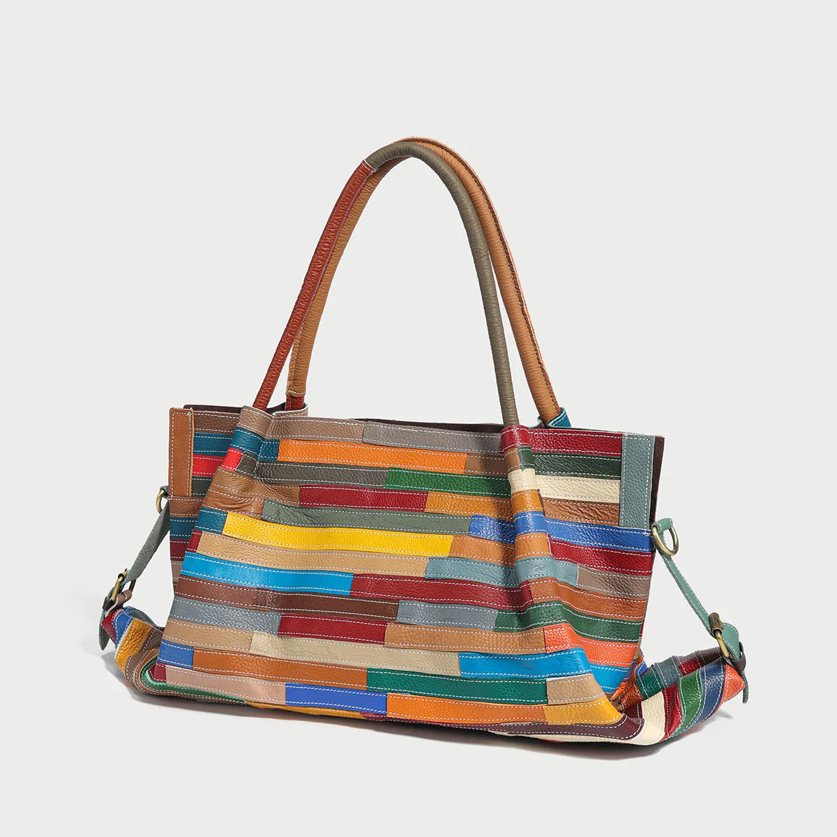 Multicolor Brick Large Leather Tote Bag