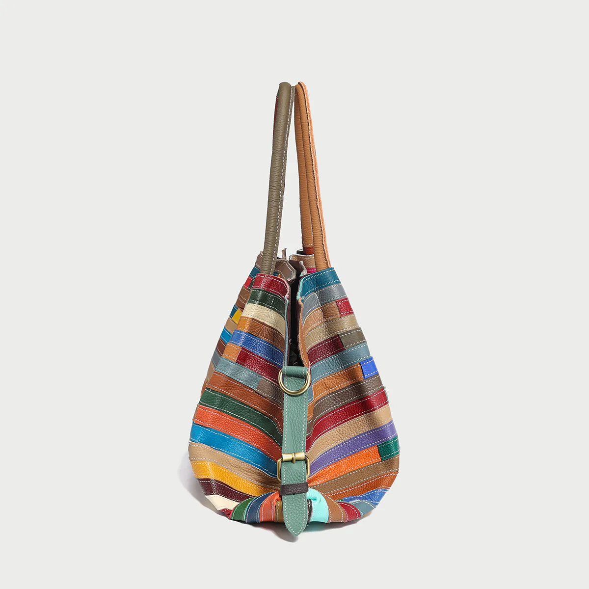 Multicolor Brick Large Leather Tote Bag