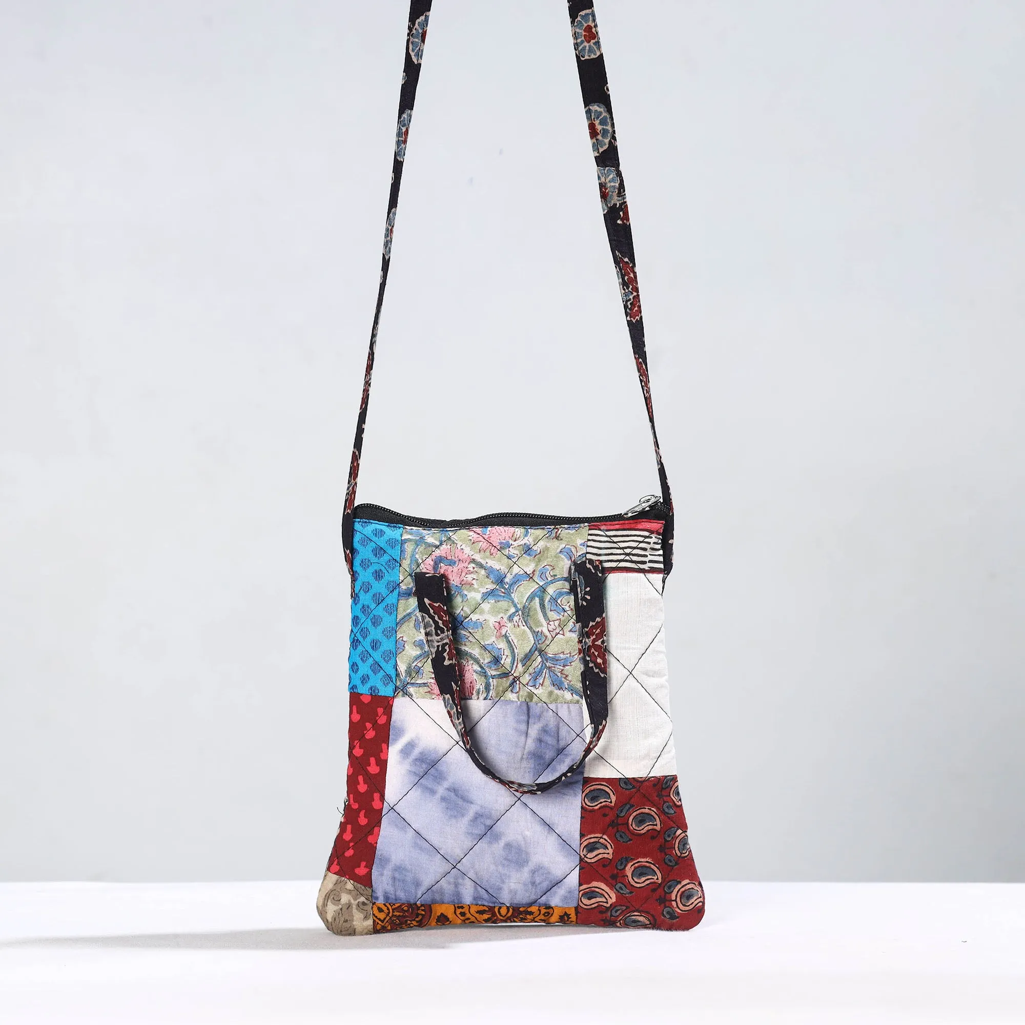 Multicolor - Handmade Quilted Cotton Patchwork Sling Bag 04