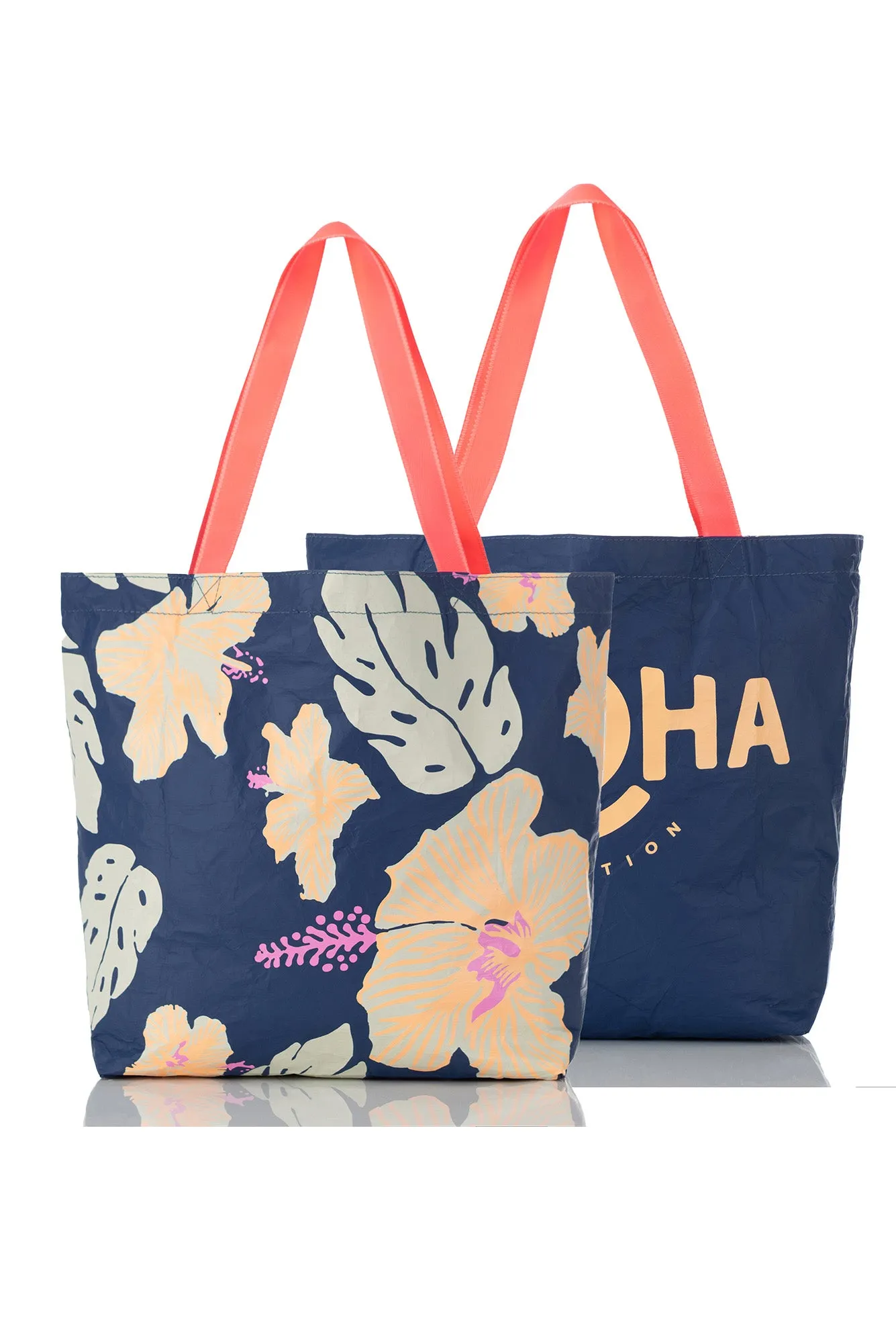 Navy Tropical Reversible Splash Proof Tote