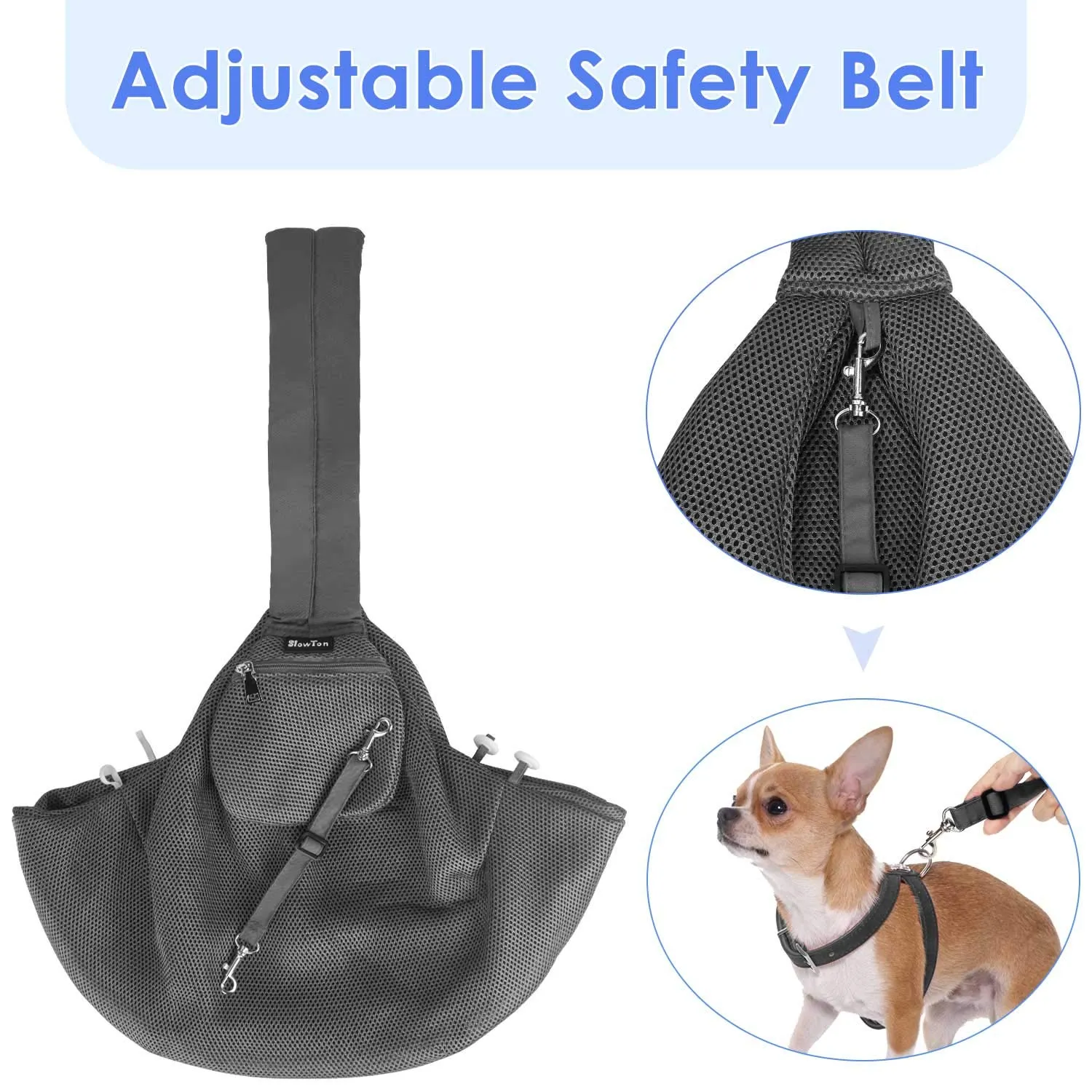 Pet Sling Adjustable Dog- Cat -Grey