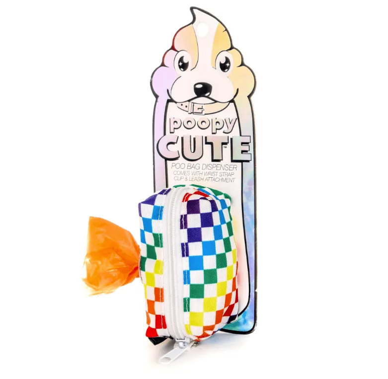 poopyCute Rainbow Check Dog Bag Dispenser