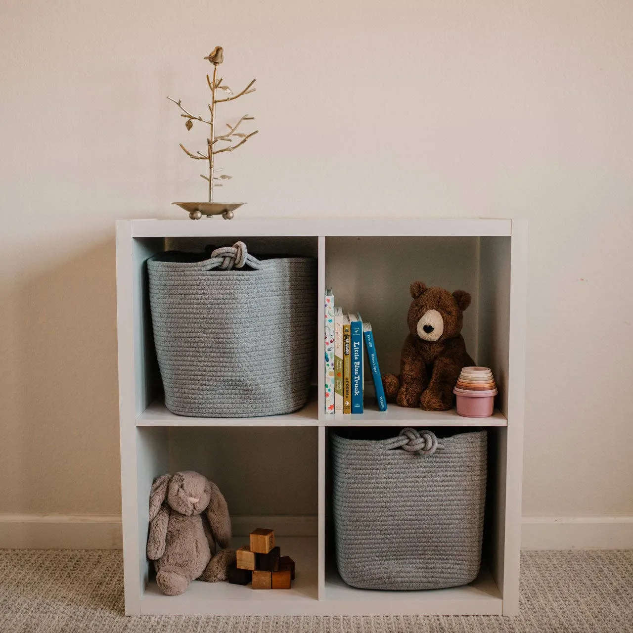 Rope Cube Storage Basket - Gray