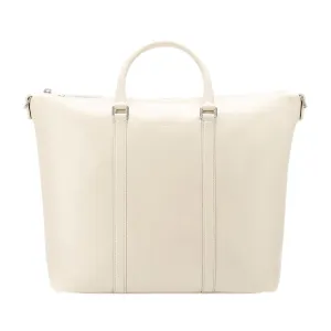 Saint Laurent Supple Ivory Calf Leather Large Convertible Tote Bag