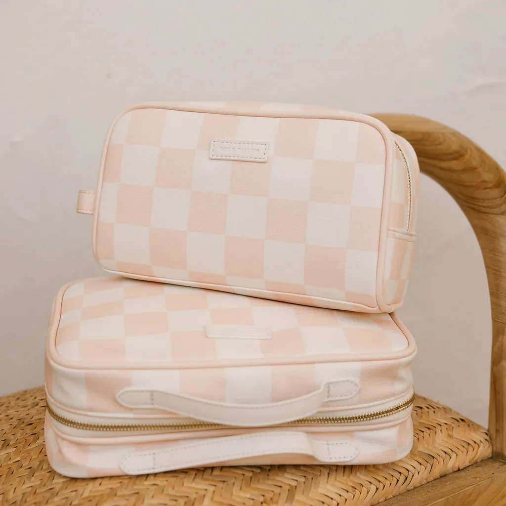 Salmon Check Cosmetic Bags