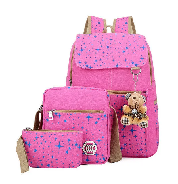 School Bags for Teenagers Girls Schoolbag Large Capacity Ladies Dot Printing School Backpack set Rucksack Bagpack Cute Book Bags