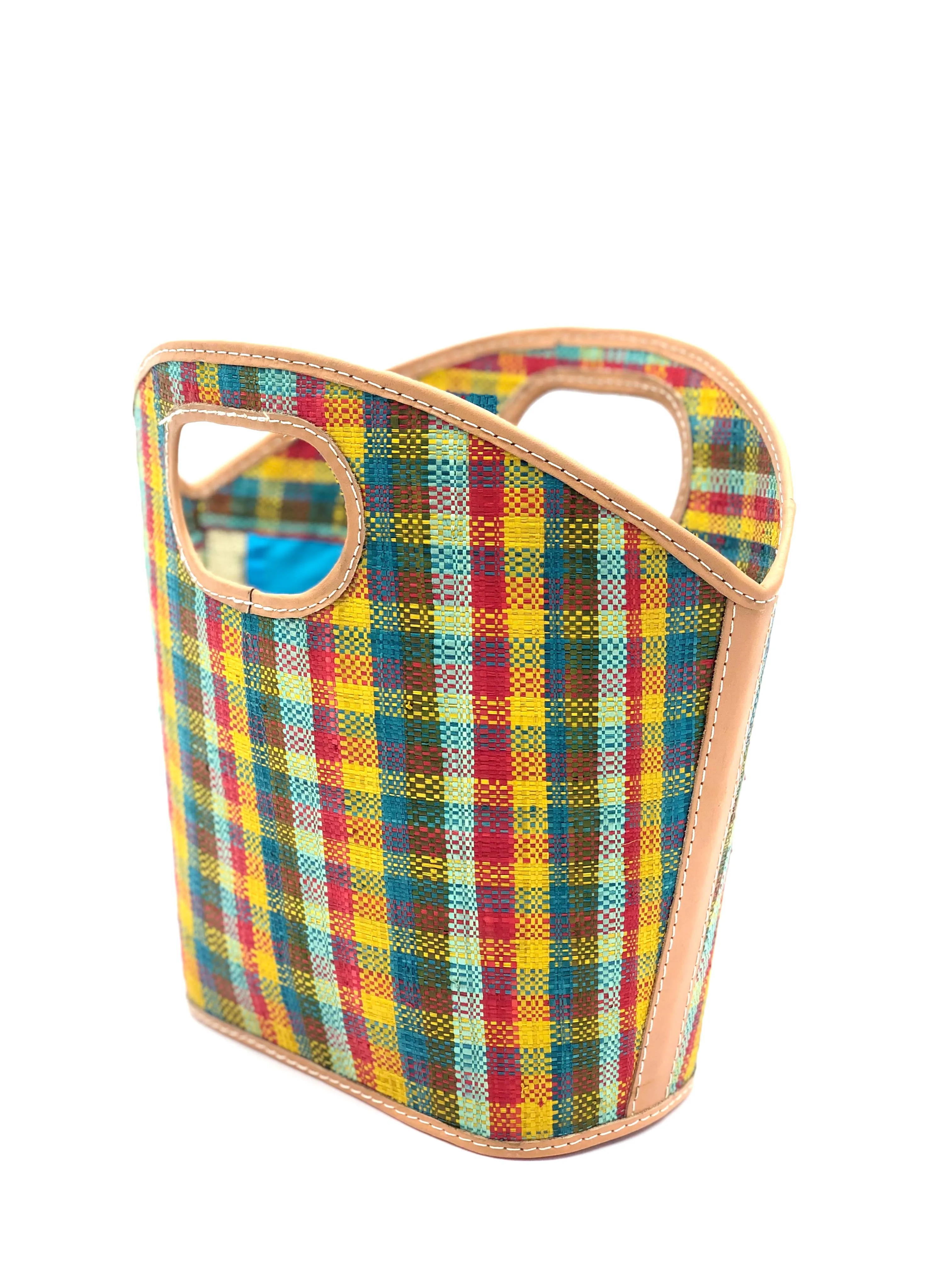 Shebobo - Ricky Gingham Straw Bucket Handbag