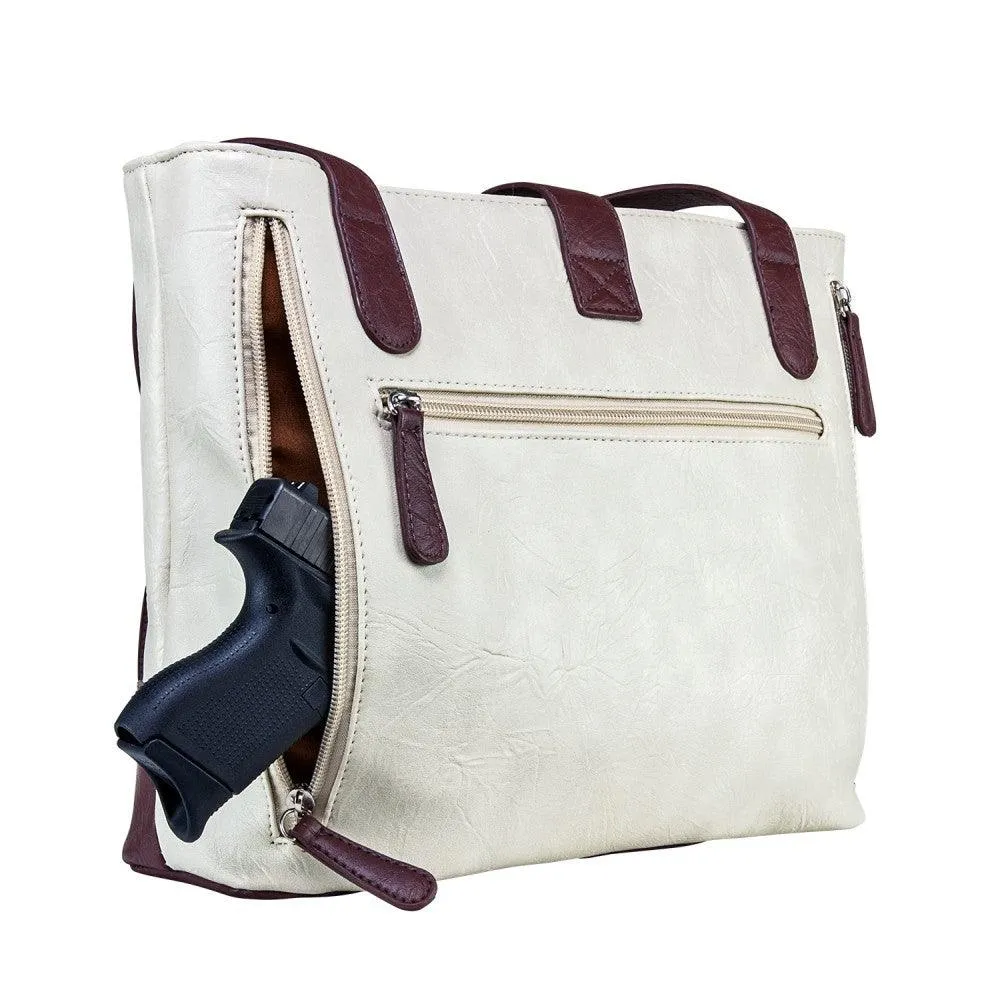 Shoulder Bag Off White Burgundy Trim