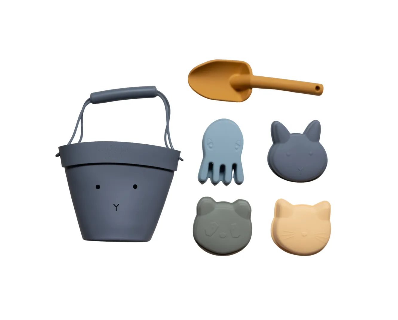 Silicone Beach Bucket & Toys Set - Blue Bear