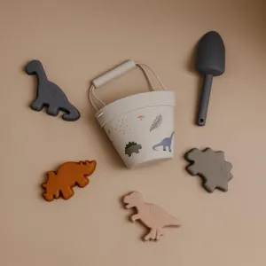 Silicone Beach Bucket & Toys Set - Dino